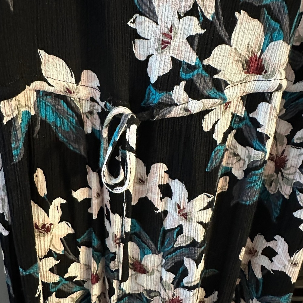 Aeropostale Floral‎ Maxi Dress Spaghetti Strap Black White Teal Size S - Picture 3 of 8